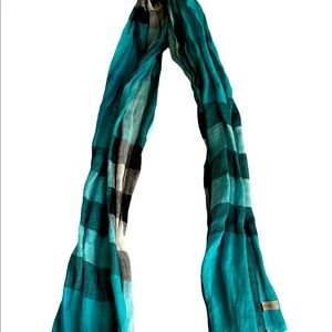 Burberry Cyan Green Exploded Nova Check Scarf